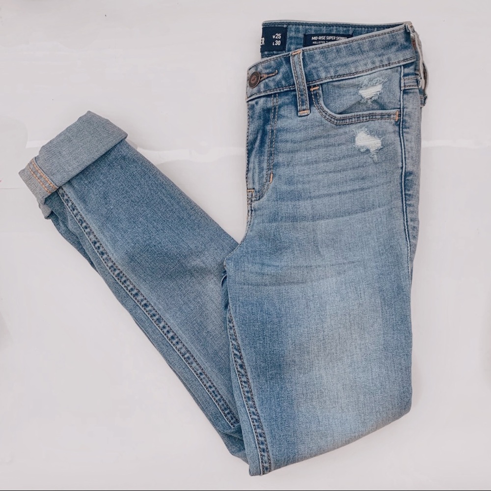 hollister blue skinny jeans